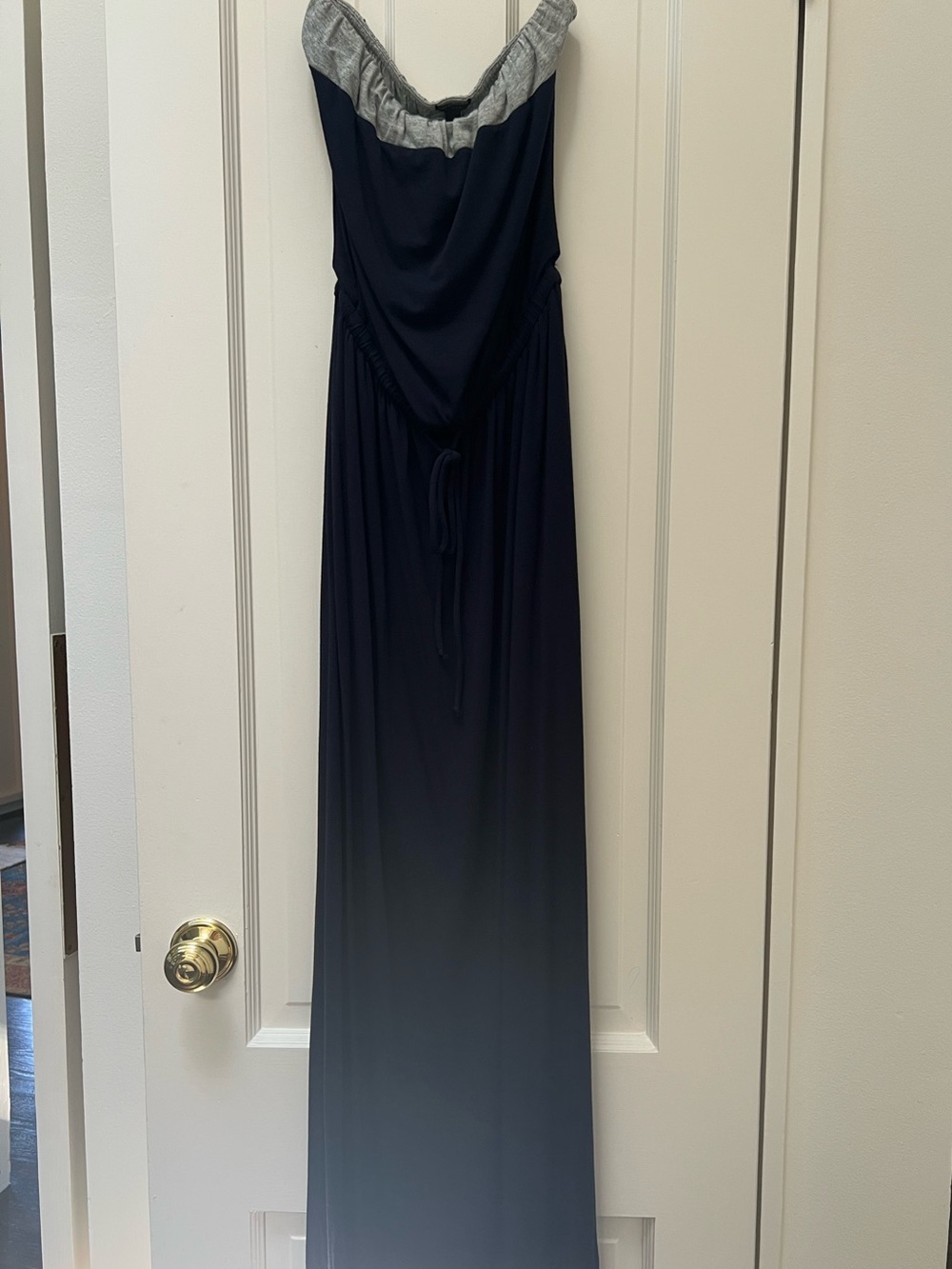 J.Crew Women’s Strapless Navy Maxi Dress with Gray Trim XS